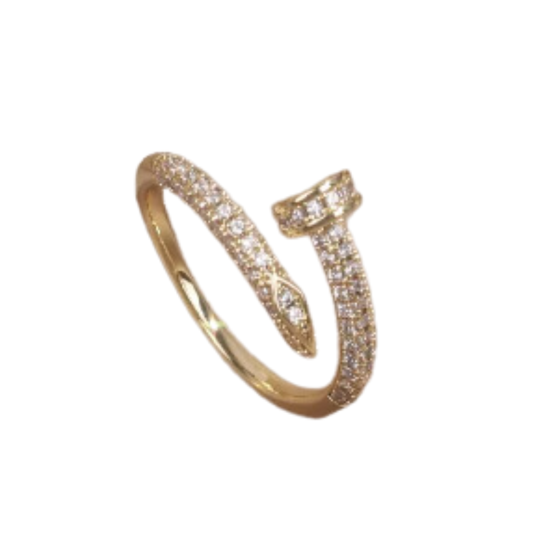 Anillo ajustable bañado en oro 14 K con zircón