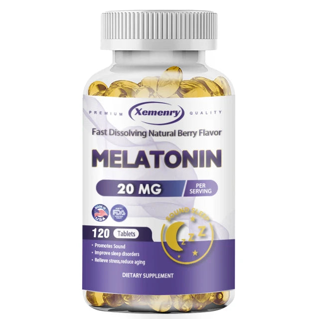 Melatonina 20 mg, 120 cápsulas. Fabricado en USA.