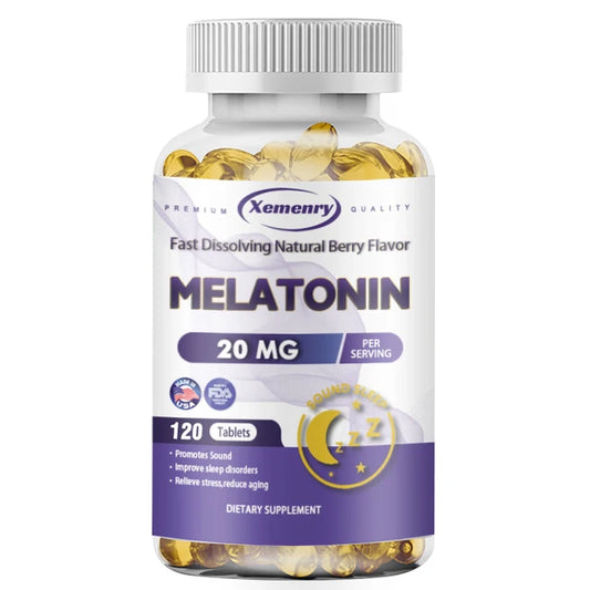 Melatonina 20 mg, 120 cápsulas. Fabricado en USA.