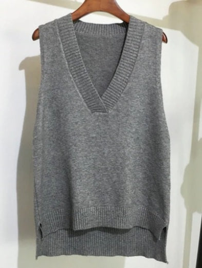 Sweater sin mangas gris talla única