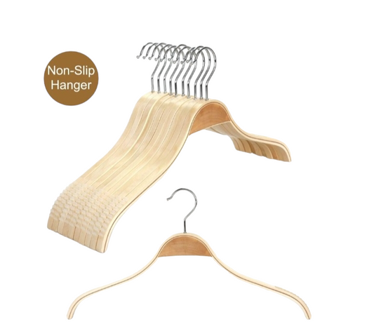 Set de 10 colgadores de madera antideslizantes para ropa